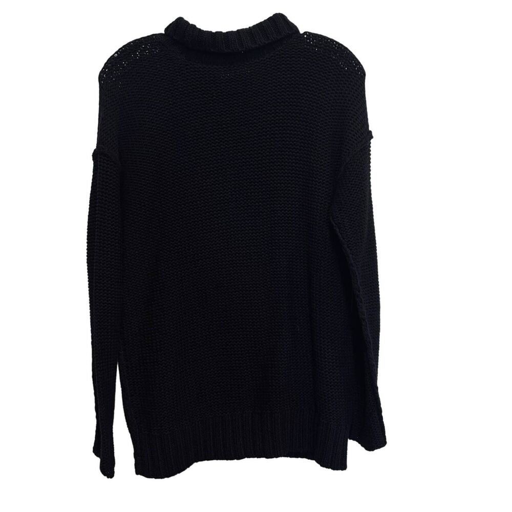 Lauren‎ Ralph Lauren Womens Medium Sweater Black Knit Cotton Linen Blend Minimal